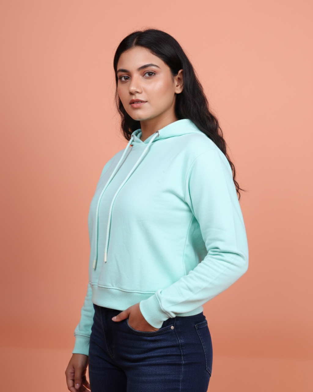Snowsoft - Women's Crop Hoodie- Mint