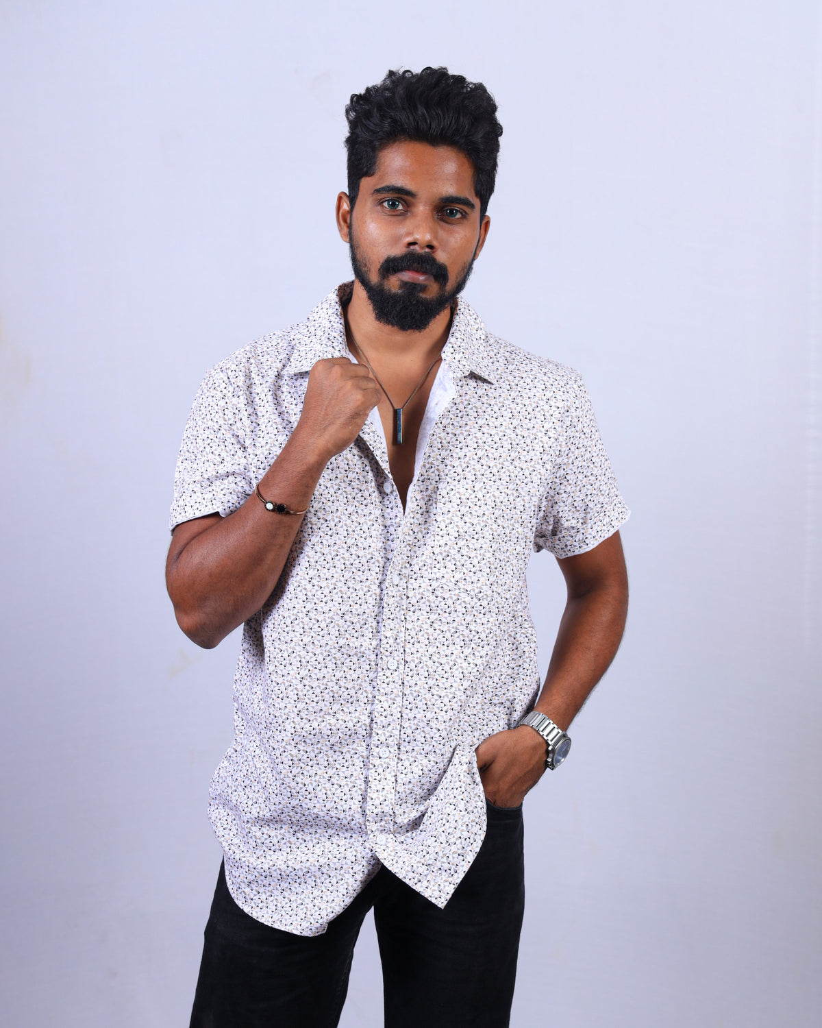 Mustard Gold Oxford Men's Printed Shirt