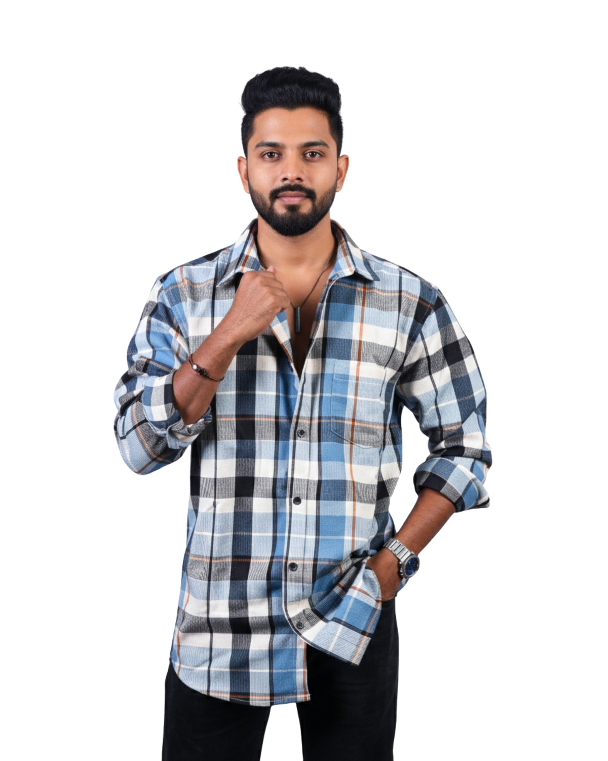 Blue Sapphire Flannel Men's Shirt