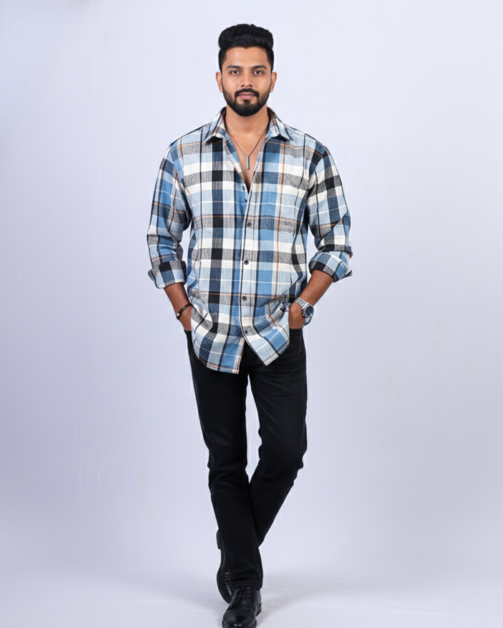 Blue Sapphire Flannel Men's Shirt