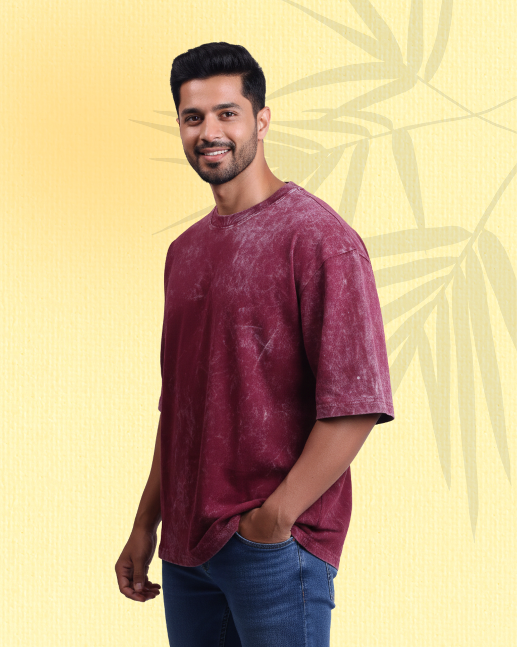Optiq - Men's Oversized Maroon Tee