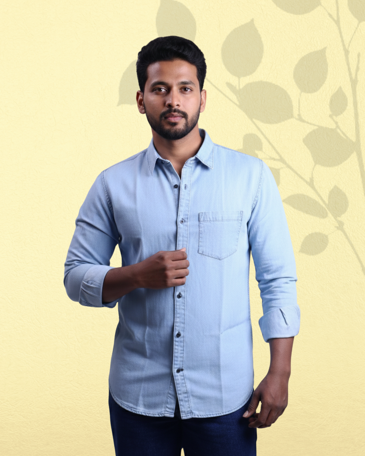 Men's Slim Fit Denim Shirts Light Blue