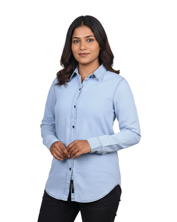 Women's Slim Fit Denim Shirts Light Blue