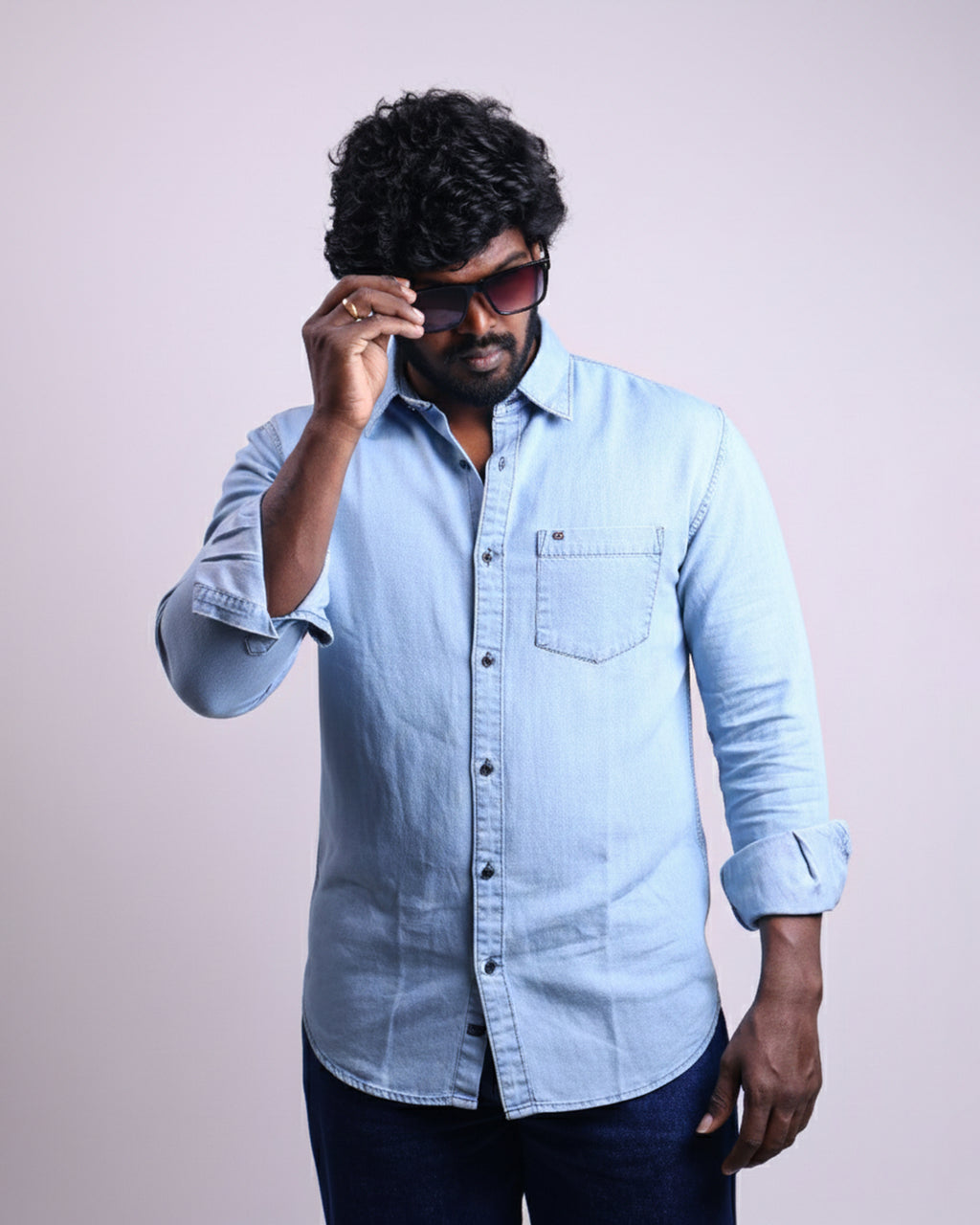 Men's Slim Fit Denim Shirts Light Blue