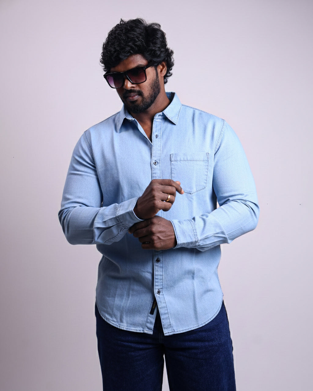 Men's Slim Fit Denim Shirts Light Blue